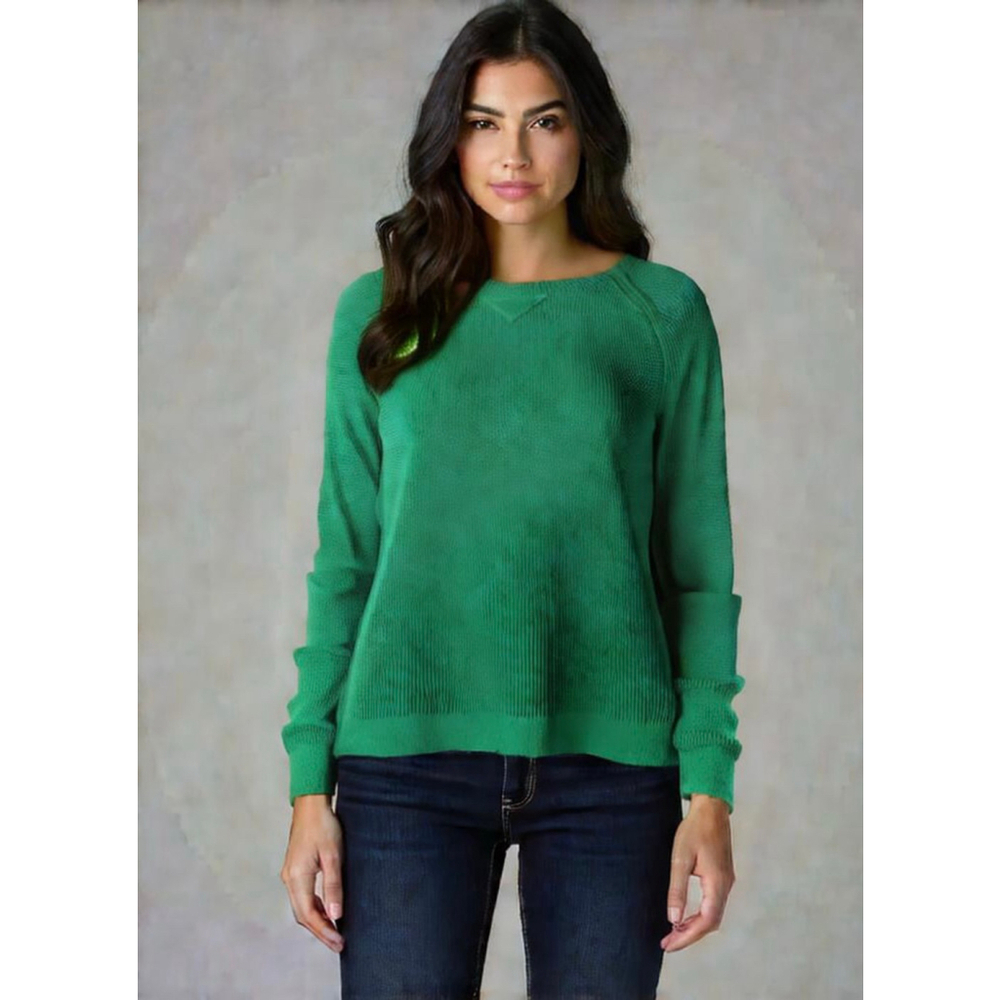 Lauren Ralph Lauren Women's Sweater Size Lg Green‎ Round Neck Waffle Knit Preppy